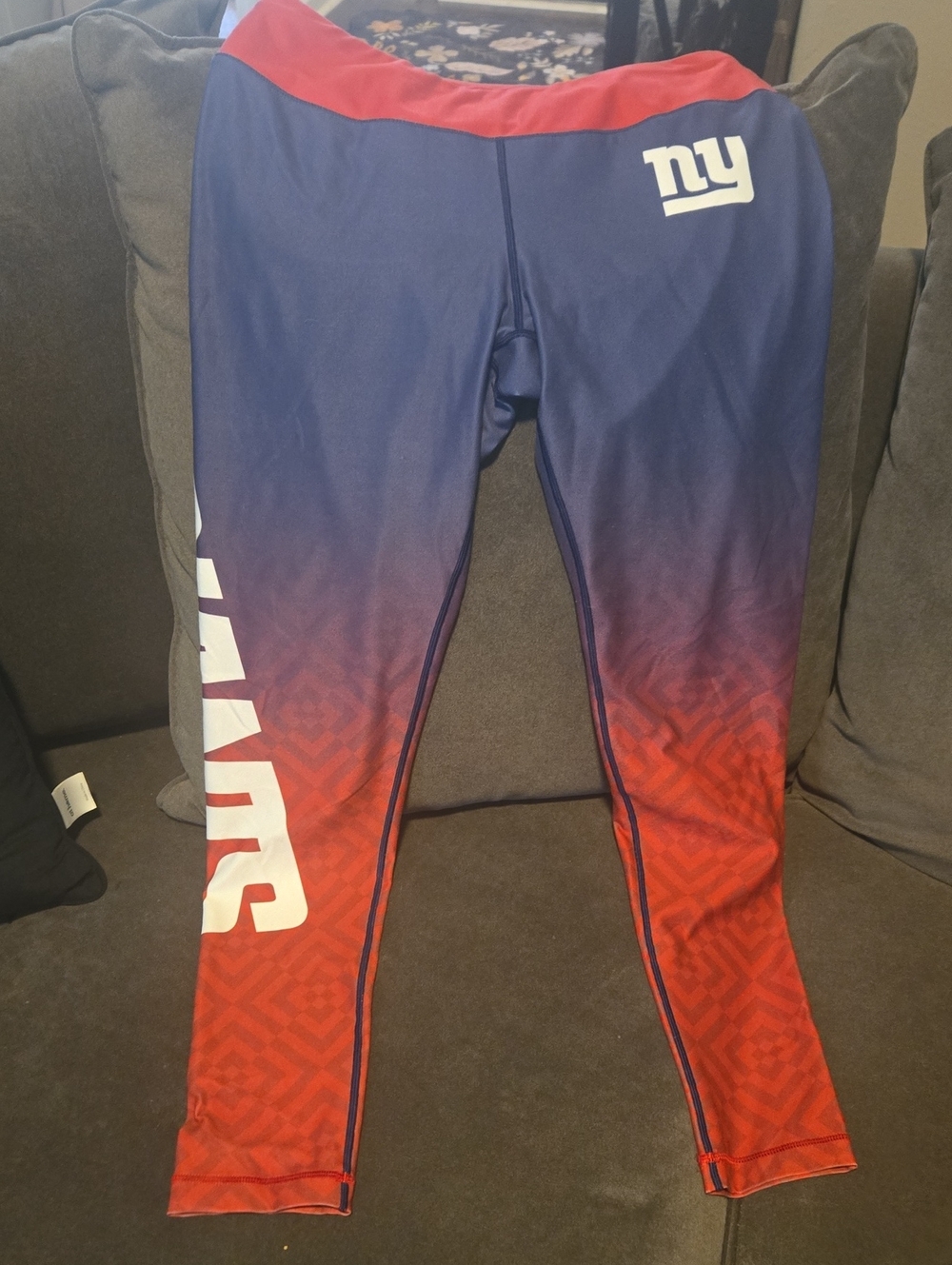 NFL Blue and Red Gradient Leggings with White NY and Side Lettering